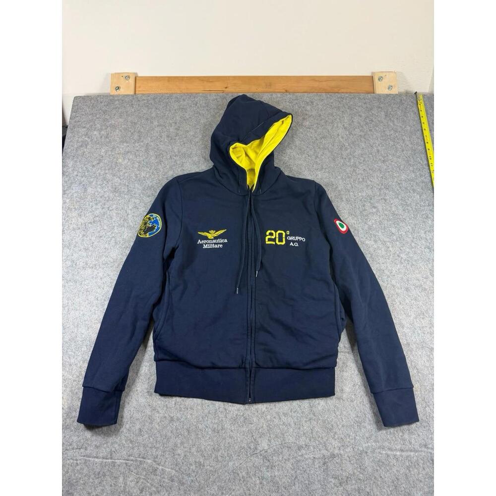 Aeronautica Militare Zip Up Navy Hoodie Sweatshirt Size S/M